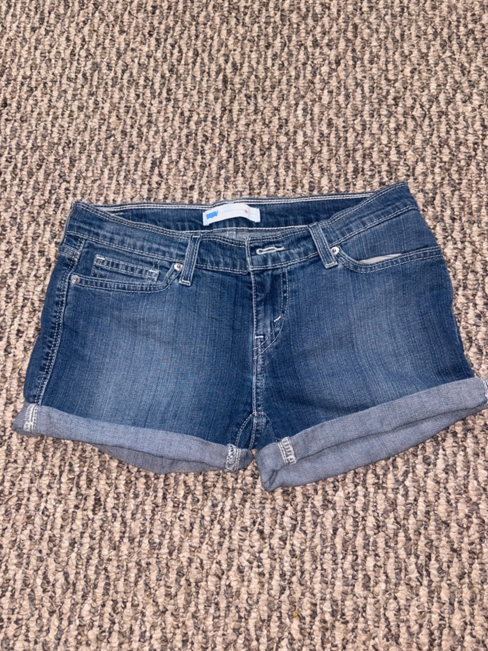 Levi's Dark Blue Rolled Hem Denim Shorts